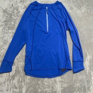Title Nine Quarter 1/4 Zip Long Sleeve Top Women’s Large Blue Pocket Golf
